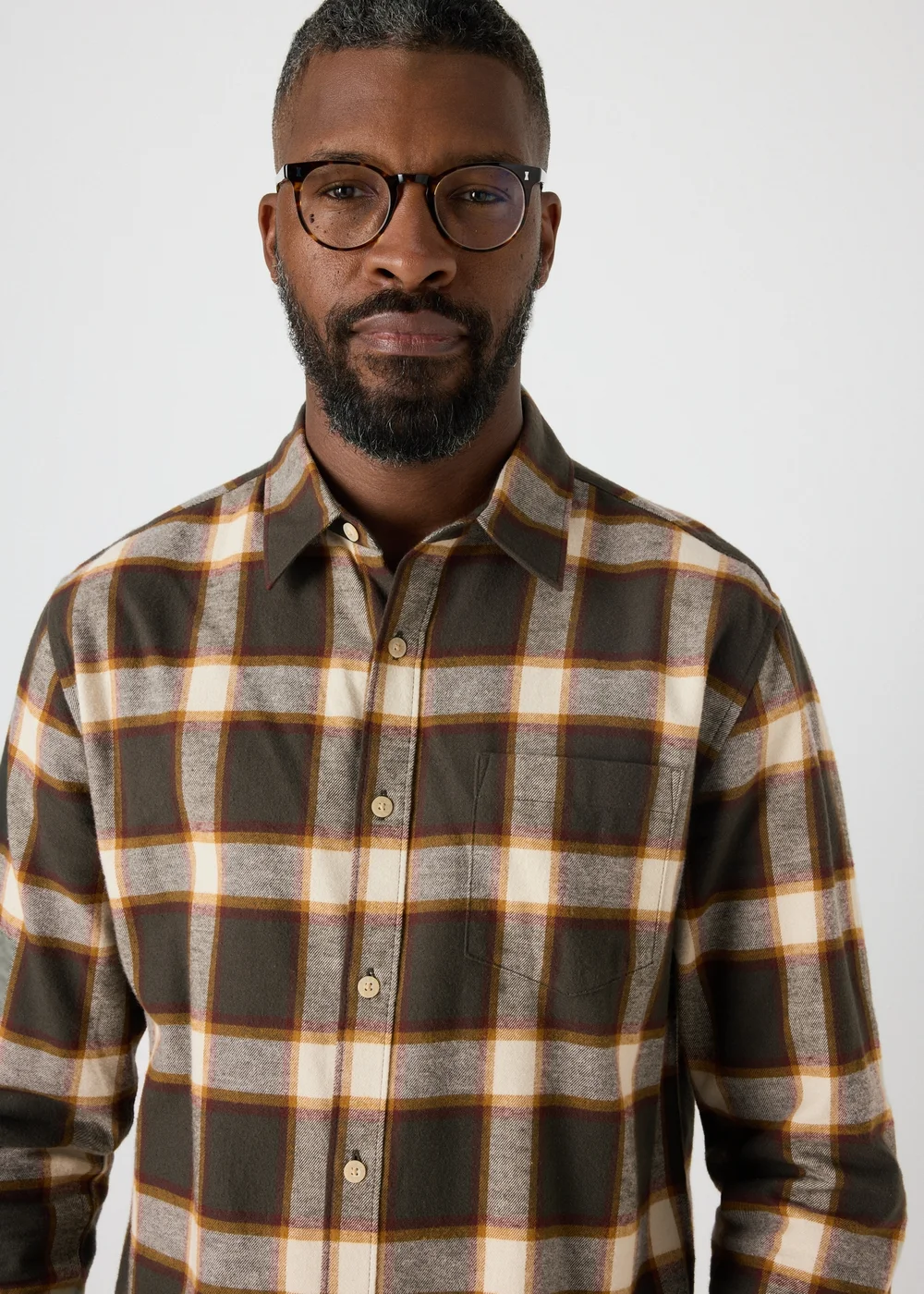 Khaki Check Flannel Shirt - S Image 3