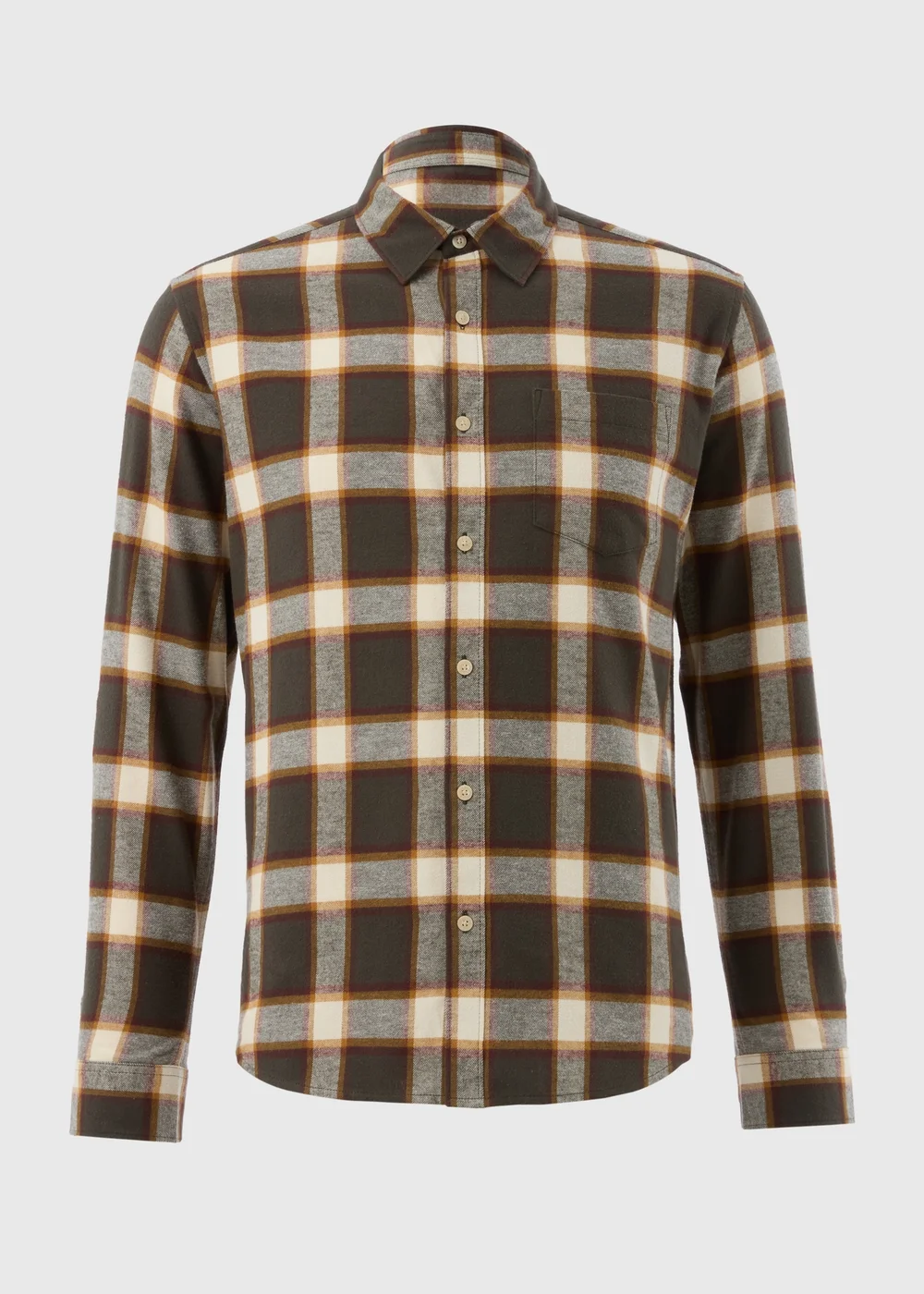 Khaki Check Flannel Shirt - S Image 4