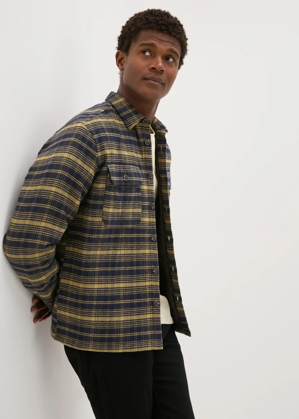 Lime Check Quilted Shacket - S Image 1