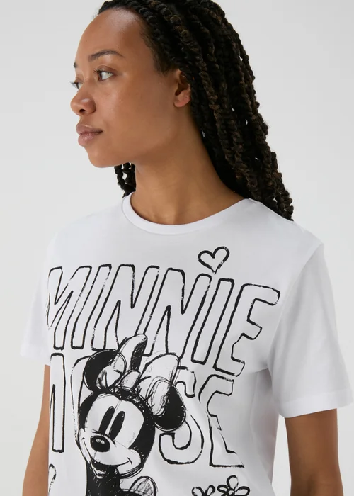 Minnie Mouse White Printed T-Shirt - Small Image 3