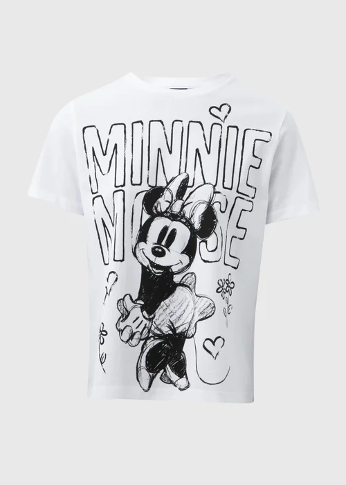 Minnie Mouse White Printed T-Shirt - Small Image 5