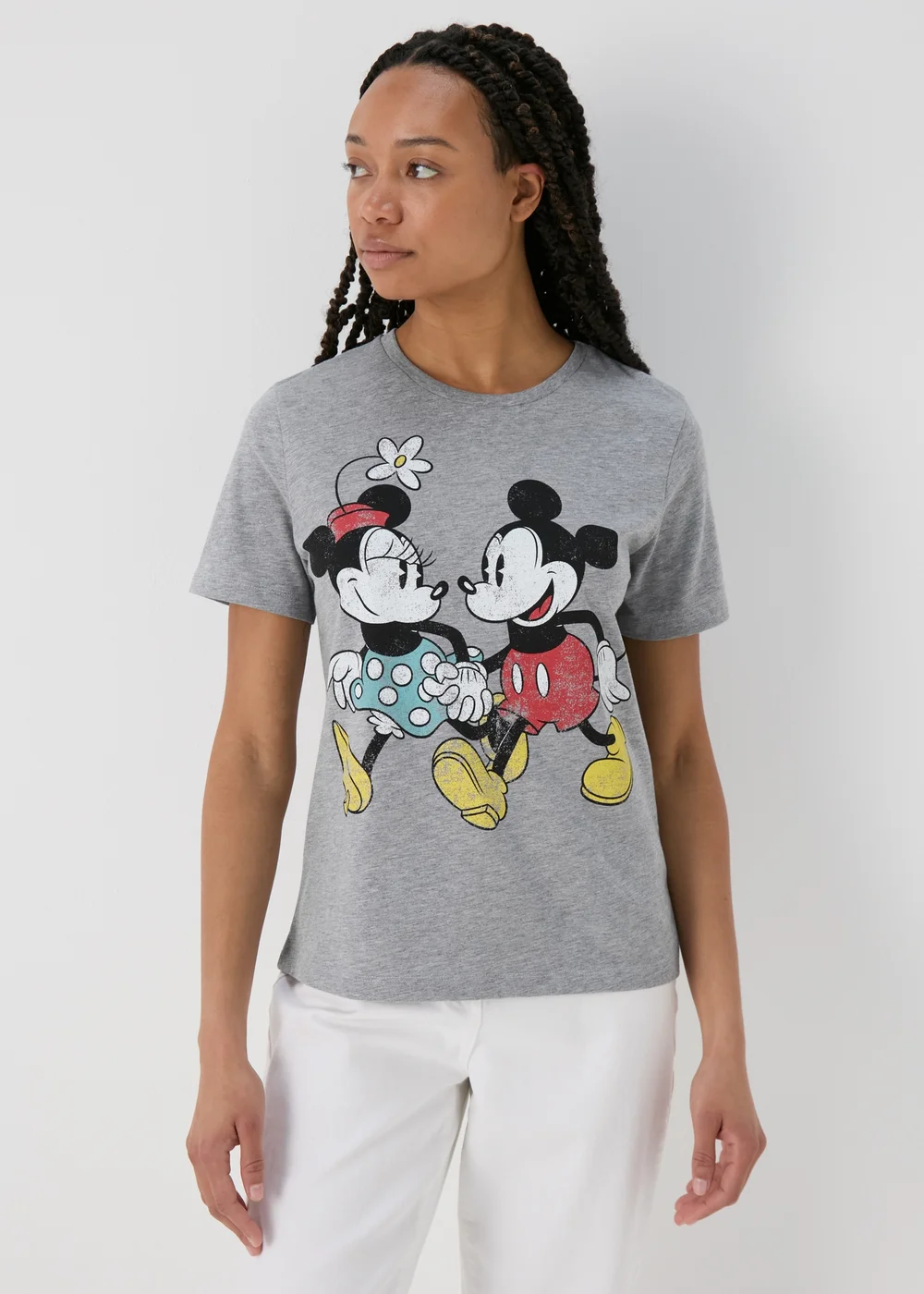 Minnie & Mickey Mouse Grey Printed T-Shirt - Small Image 1