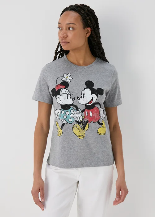 Minnie & Mickey Mouse Grey Printed T-Shirt - Small Image 1