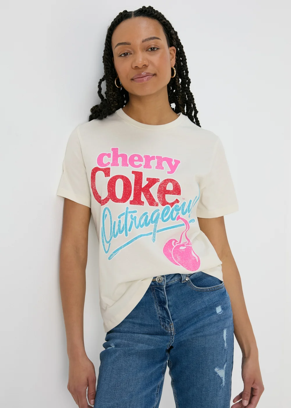 Cream Cherry Coke T-Shirt - Small Image 1