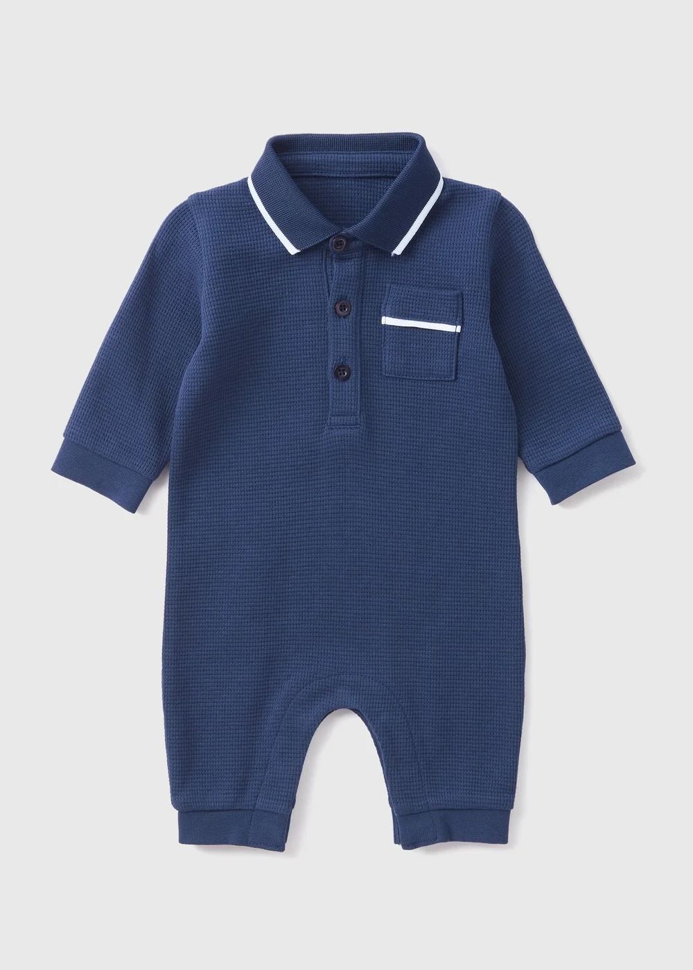 Baby Navy Polo Romper (Newborn-23mths) - 0-3 months Image 1