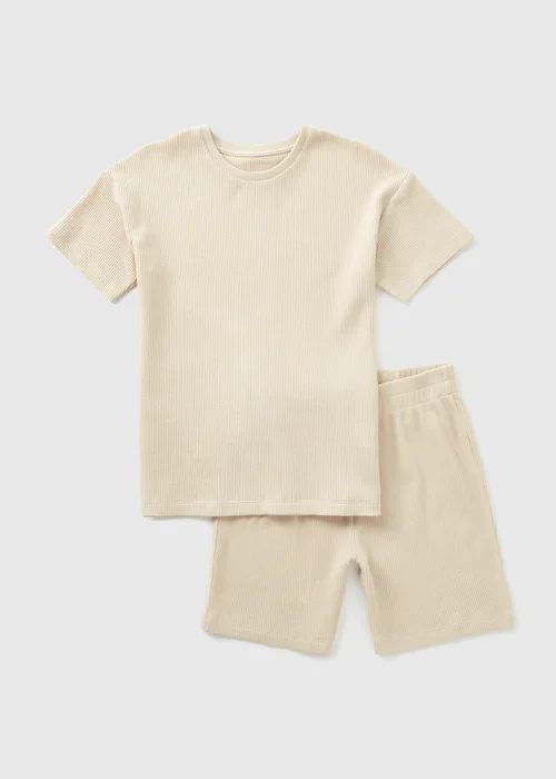 Boys Stone Waffle T-Shirt & Shorts Set (7-12yrs) - Age 7 Years Image 1