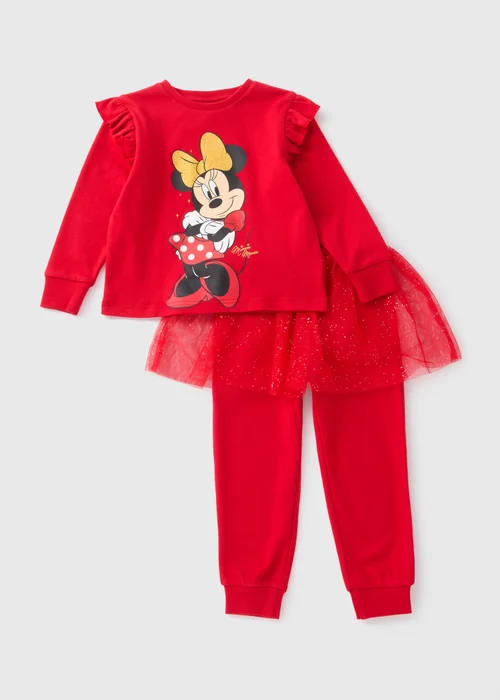 Disney Kids Red Minnie Tutu Top & Bottoms Pyjama Set (1-7yrs) - 1 half year to 2 Image 1