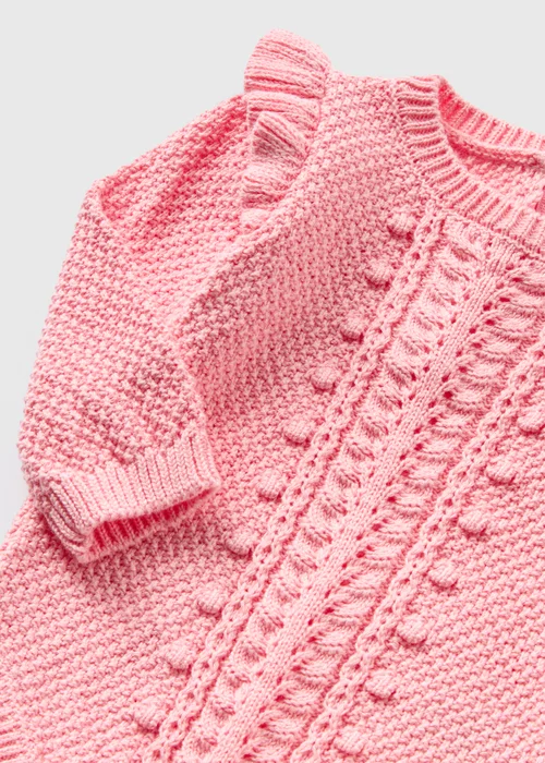 Baby Pink Cable Knit Romper with Tights (Newborn-23mths) - Up to 1 Month Image 2