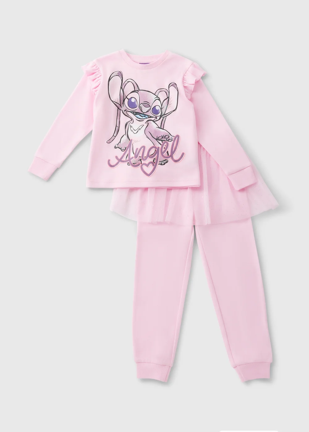 Disney Kids Pink Stitch Tutu Top & Bottoms Pyjama Set (1-7yrs) - 1 half year to 2 Image 1