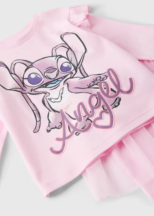 Disney Kids Pink Stitch Tutu Top & Bottoms Pyjama Set (1-7yrs) - 1 half year to 2 Image 2