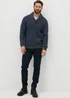 Blue Knitted Shawl Neck Jumper - S Image 3
