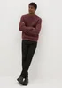 Burgundy Crewneck Knitted Jumper - Small Image 1
