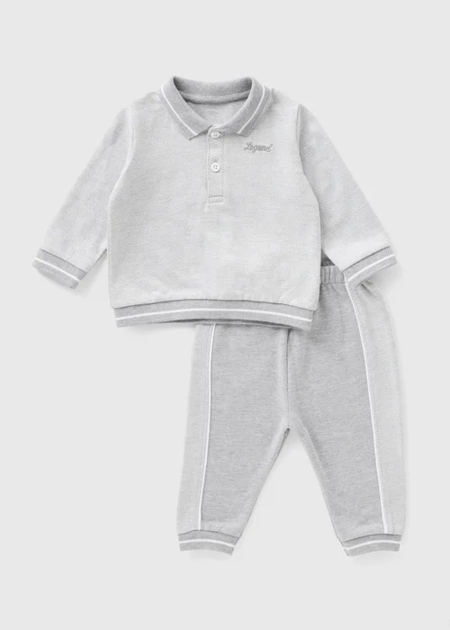 Baby Grey Polo Top & Jogging Bottoms Set (Newborn-23mths) - Age 0 - 3 Months Image 1