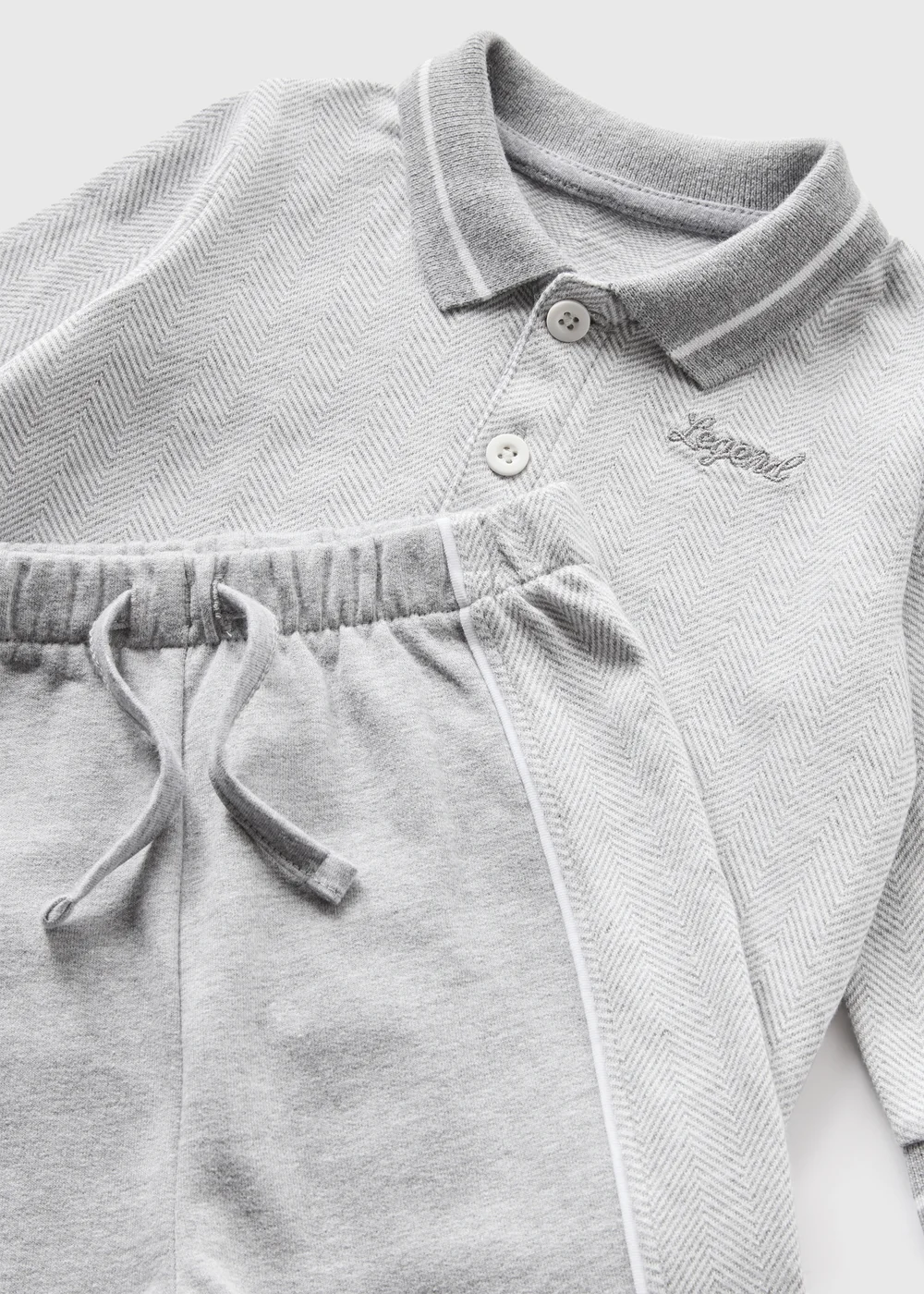 Baby Grey Polo Top & Jogging Bottoms Set (Newborn-23mths) - Age 0 - 3 Months Image 2