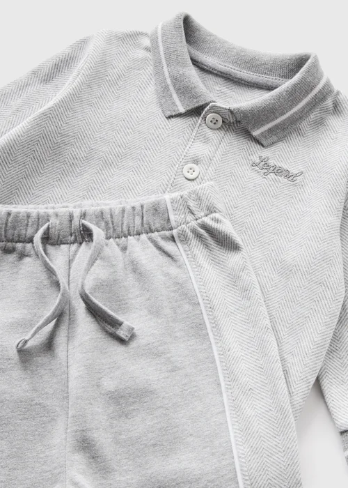 Baby Grey Polo Top & Jogging Bottoms Set (Newborn-23mths) - Age 0 - 3 Months Image 2
