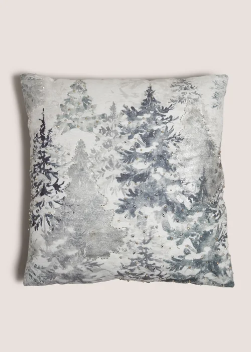 Wondrous Embellished Christmas Tree Cushion (43cm x 43cm) Image 1
