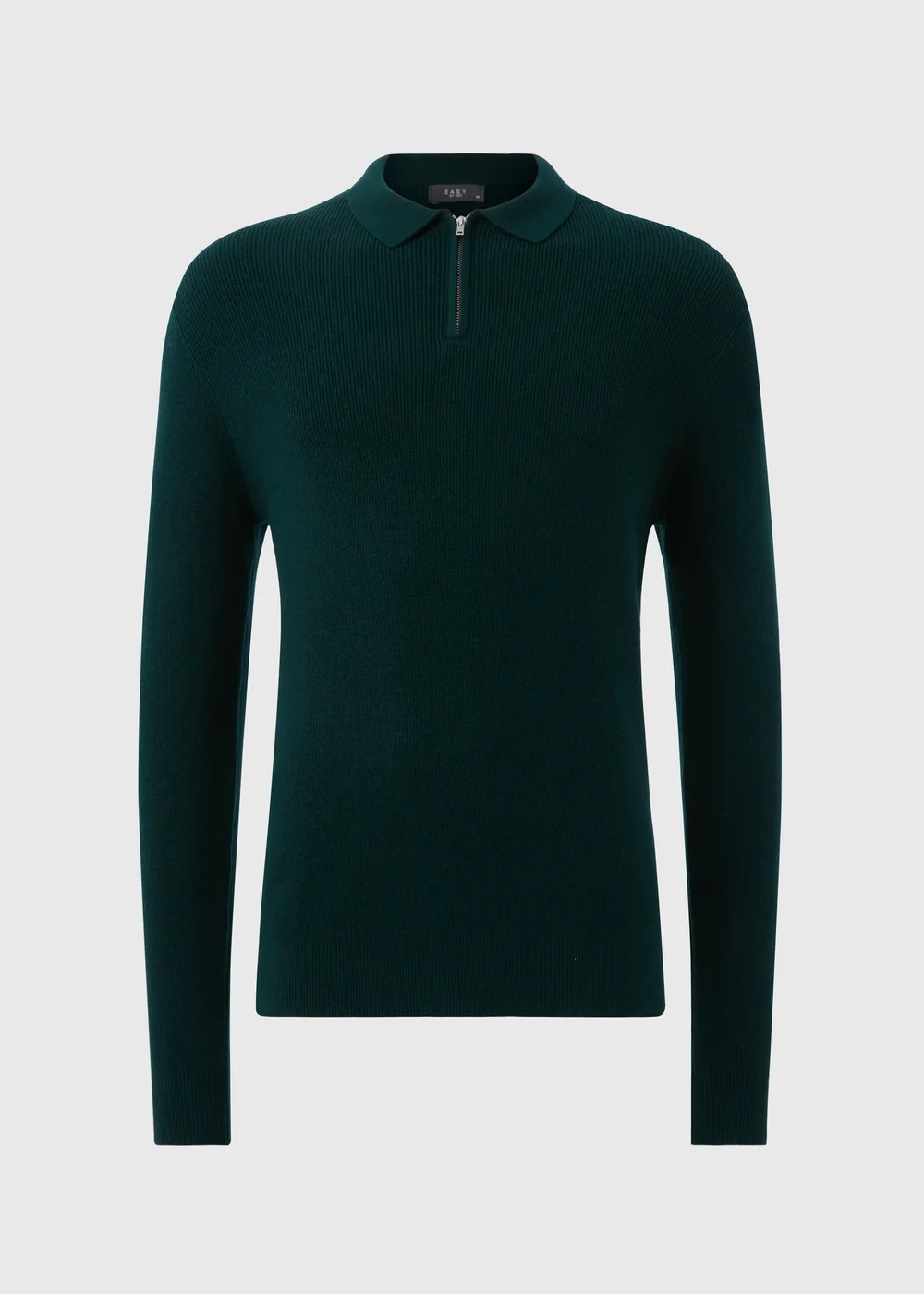 Green Ribbed Long Sleeve Polo Shirt - S Image 4