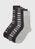 5 Pack Mono Black Patterned Socks - Sizes 6 - 8.5 Image 1