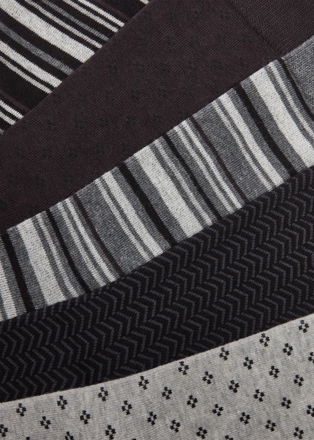 5 Pack Mono Black Patterned Socks - Sizes 6 - 8.5 Image 2