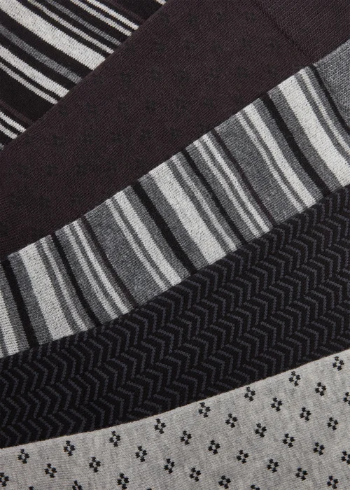 5 Pack Mono Black Patterned Socks - Sizes 6 - 8.5 Image 2