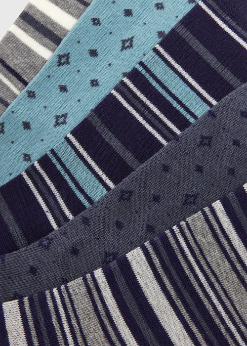 5 Pack Blue Patterned Socks - Sizes 6 - 8.5 Image 2