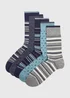 5 Pack Blue Patterned Socks - Sizes 6 - 8.5 Image 1