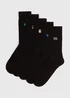 5 Pack Black Gaming Embroidery Socks - 6-8.5 Image 1