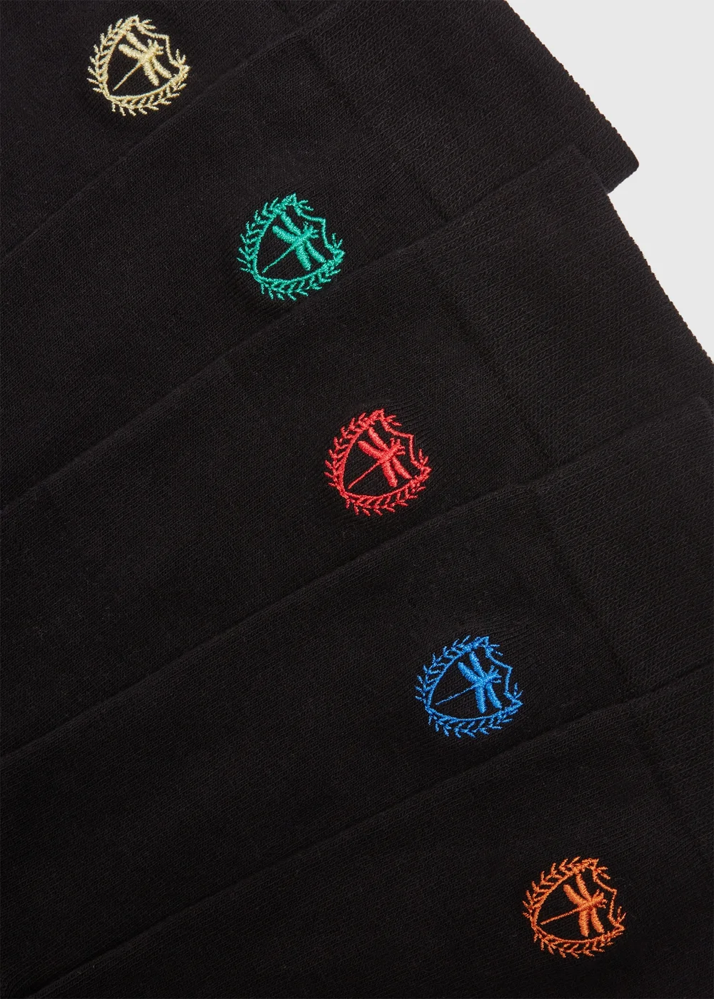 5 Pack Black Dragonfly Embroidery Socks - 6-8.5 Image 2
