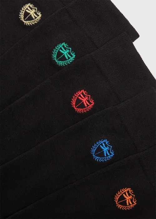 5 Pack Black Dragonfly Embroidery Socks - 6-8.5 Image 2