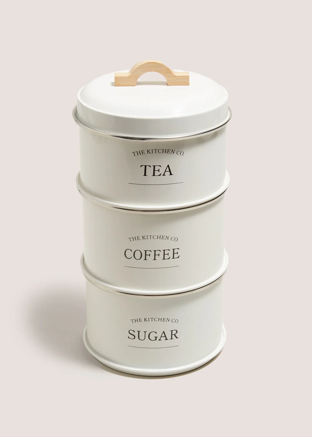 Cream Stackable Tea, Coffee, and Sugar Canisters Image 1