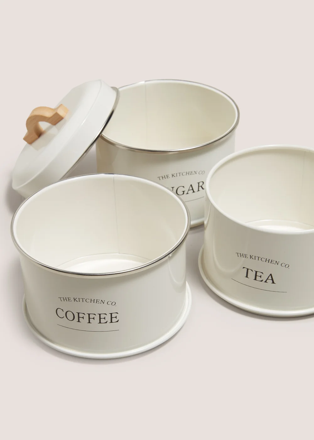 Cream Stackable Tea, Coffee, and Sugar Canisters Image 2