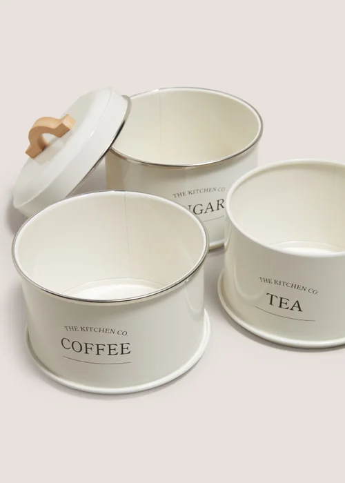 Cream Stackable Tea, Coffee, and Sugar Canisters Image 2