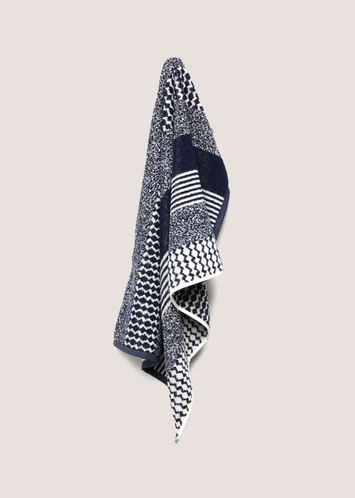 Navy Stripe Patterned Towel - Hand Towel Image 1