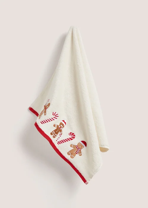Christmas Gingerbread Embroidered Towel - Hand Towel Image 1