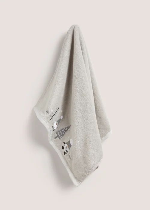Grey Embroidered Gnome Hand Towel - Hand Towel Image 1