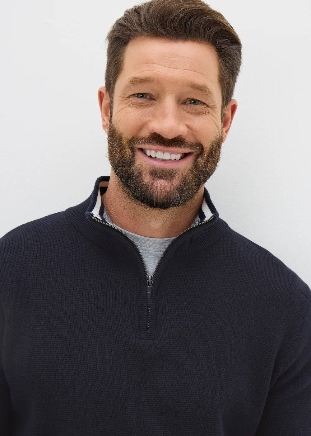Lincoln Navy 1/4 Zip Knit Jumper - S Image 2