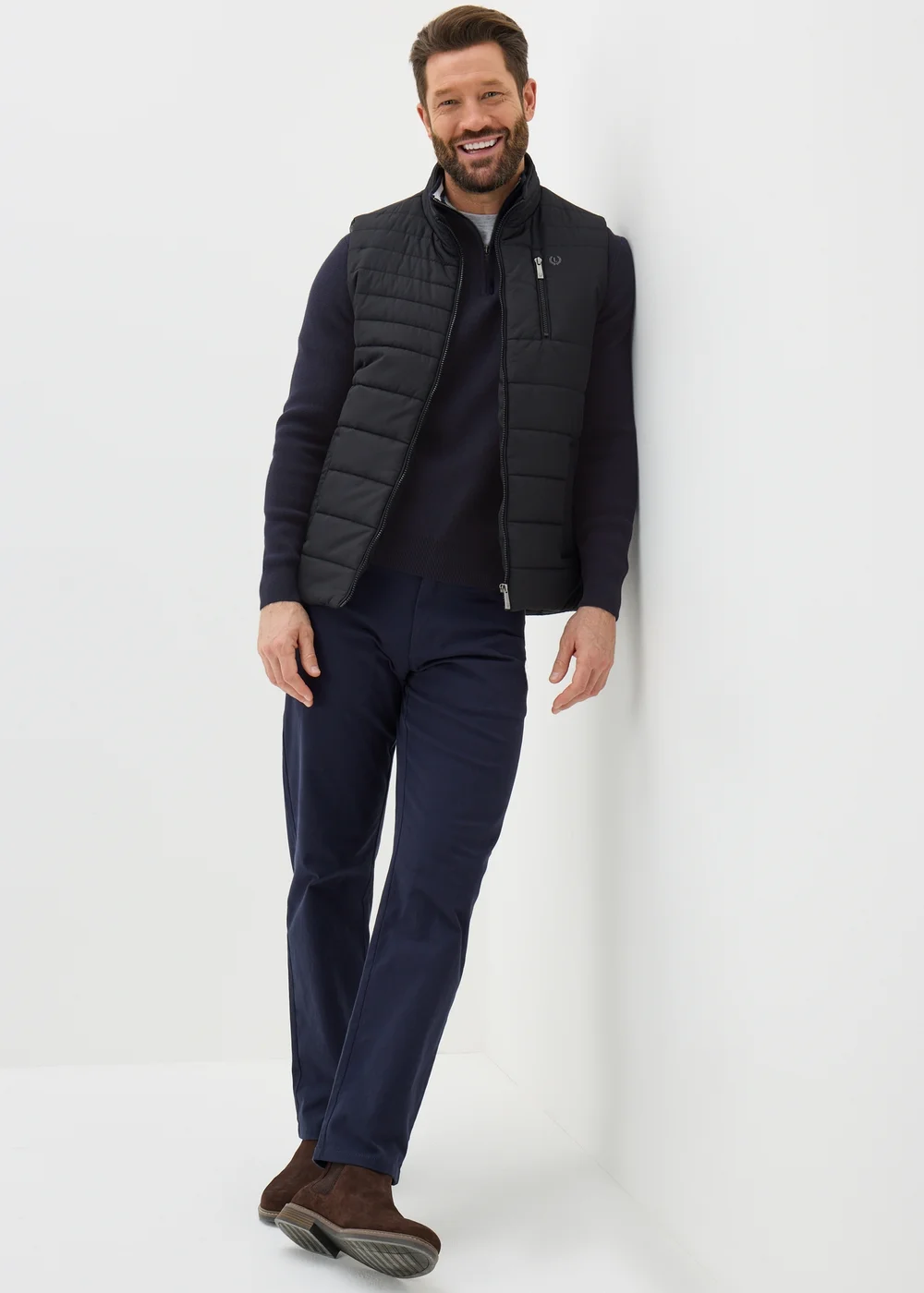 Lincoln Navy 1/4 Zip Knit Jumper - S Image 3