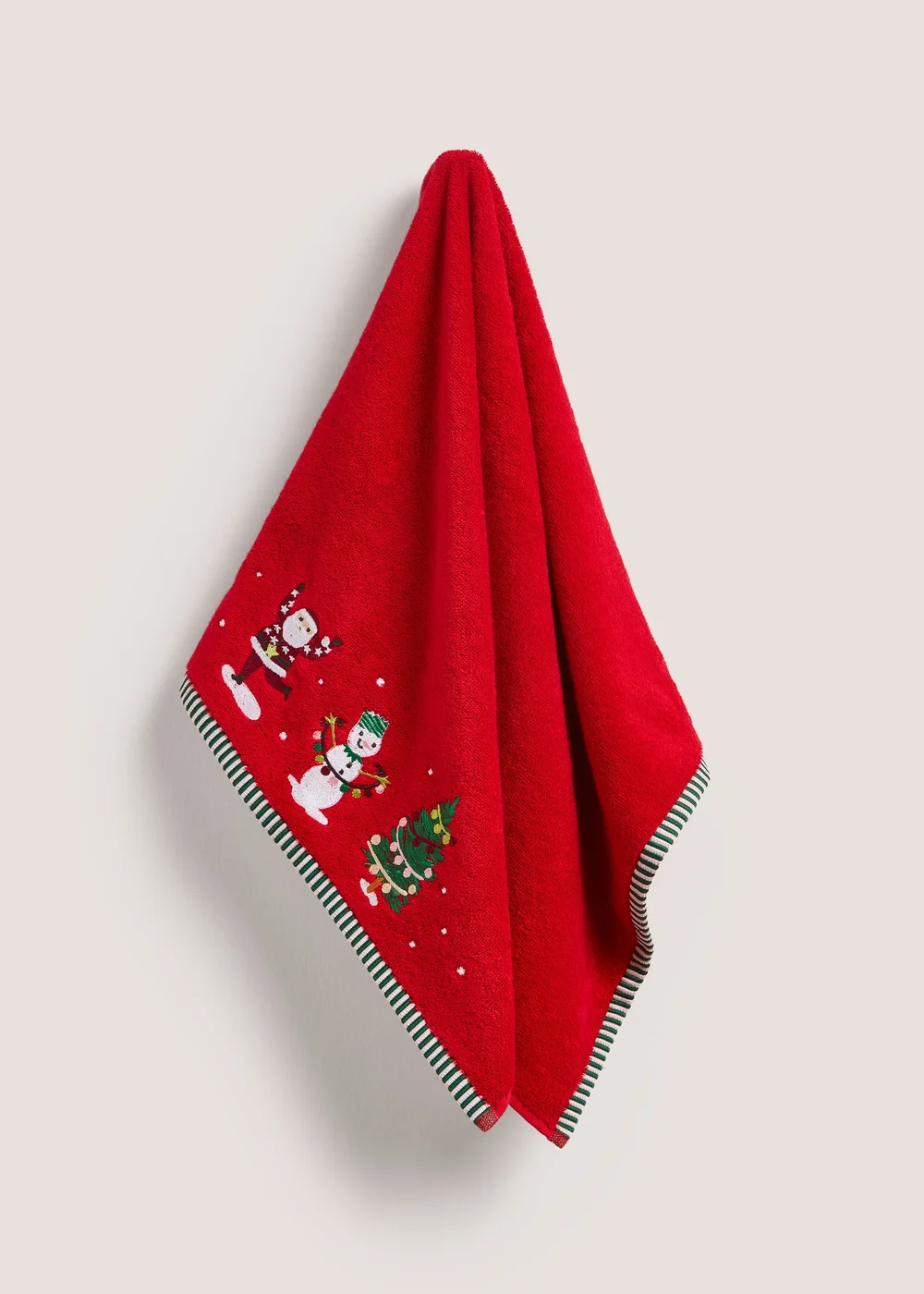 Red Embroidered Santa Friends Towel - Hand Towel Image 1