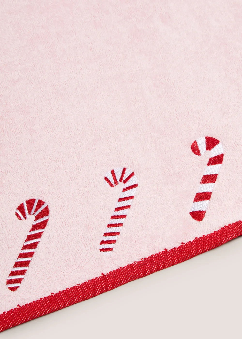 Pink Embroidered Candy Cane Hand Towel - Hand Towel Image 2
