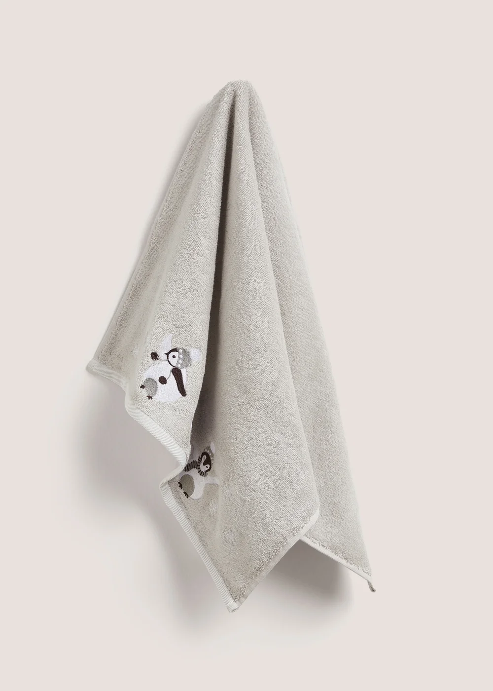 Wondrous Grey Embroidered Penguin - Hand Towel Image 1