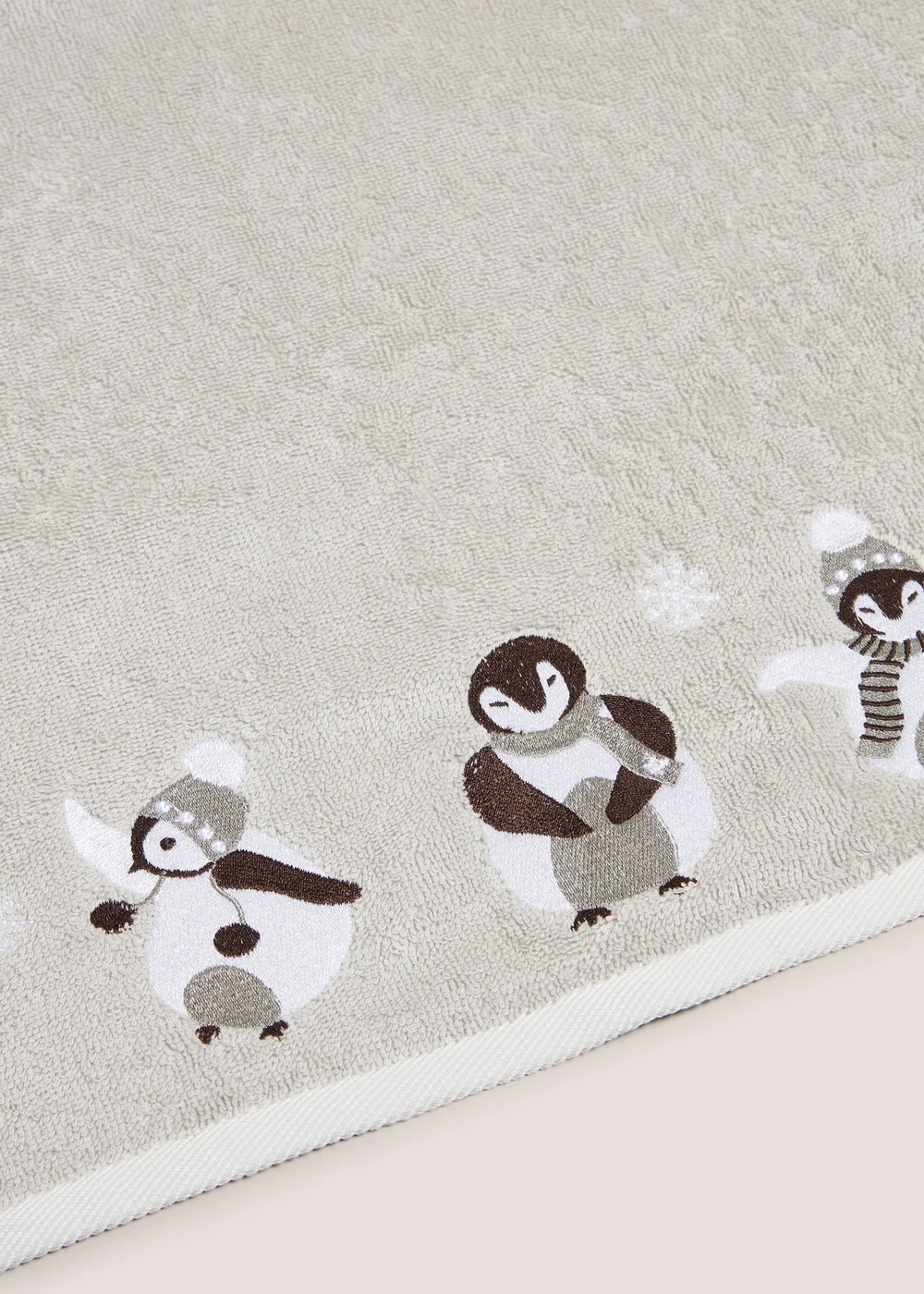 Wondrous Grey Embroidered Penguin - Hand Towel Image 2