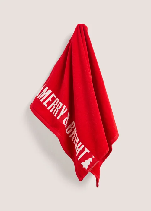 Red Slogan Christmas Towel - Hand Towel Image 1