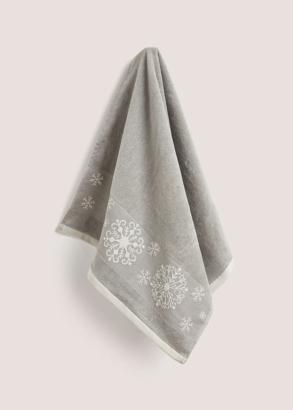 Wondrous Grey Christmas Snowflake Hand Towel - Hand Towel Image 1