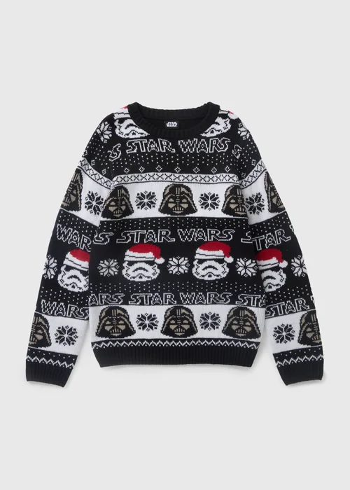 Star Wars Kids Black Christmas Knitted Jumper (4-13yrs) - 4 Yrs Image 1