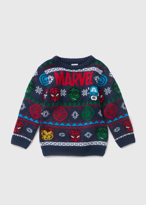Marvel Kids Navy Christmas Jumper (1-12yrs) - 1 half year to 2 Image 1