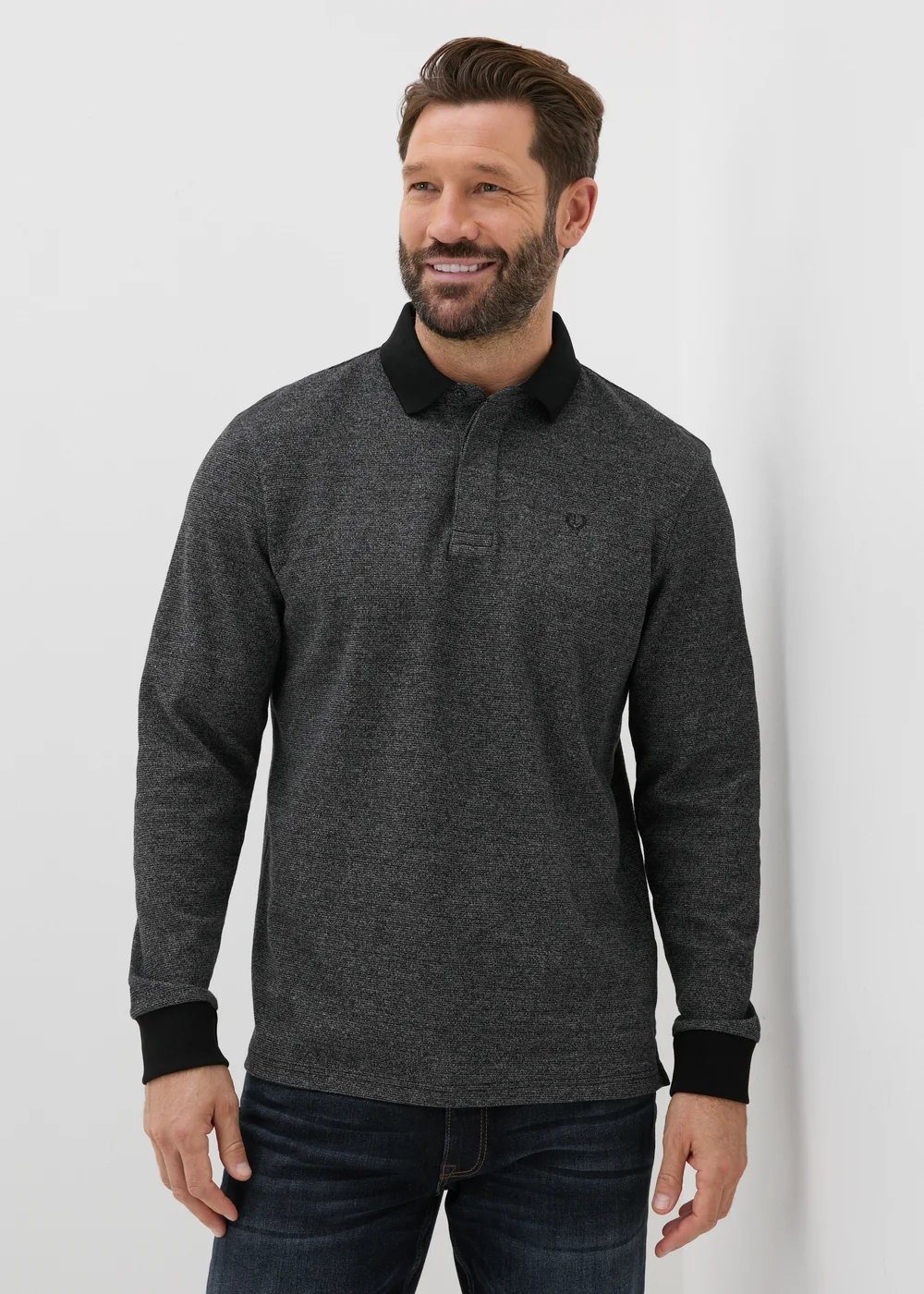 Lincoln Grey Long Sleeve Polo Shirt - S Image 1