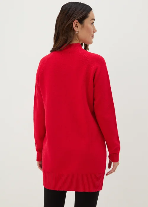 Red Star Embellished Knitted Longline Jumper - XS Image 3