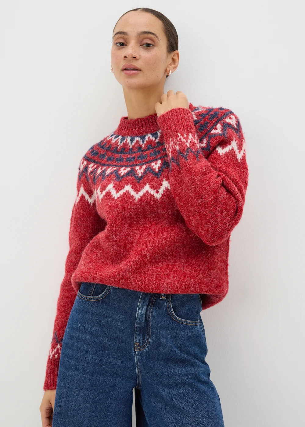 Red Fairisle Knit Jumper - XS Image 2
