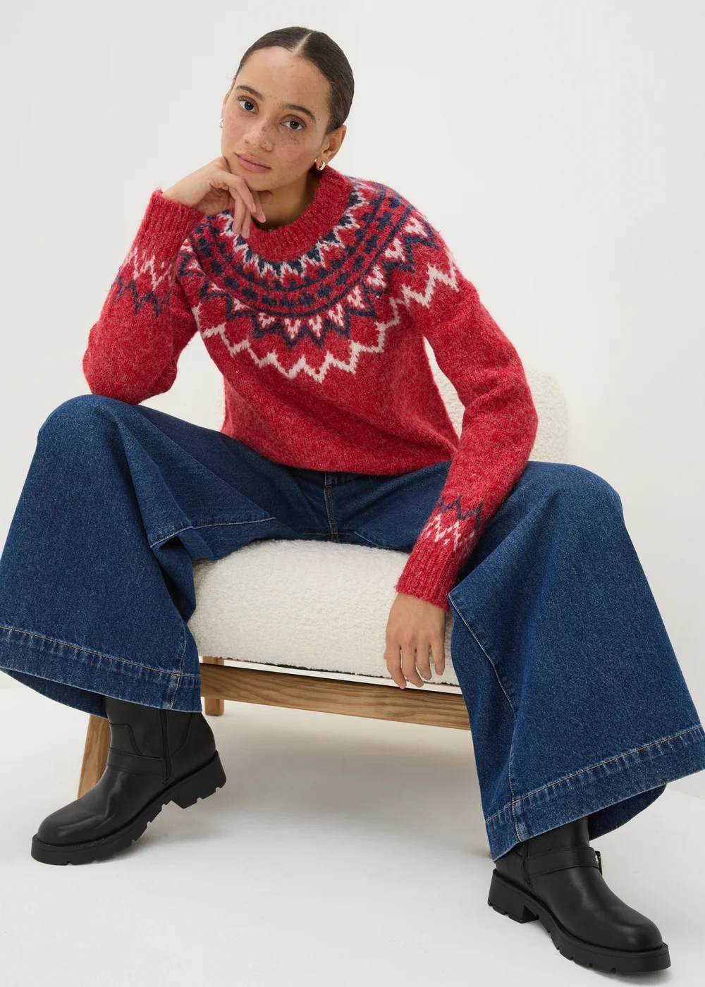 Red Fairisle Knit Jumper - XS Image 1