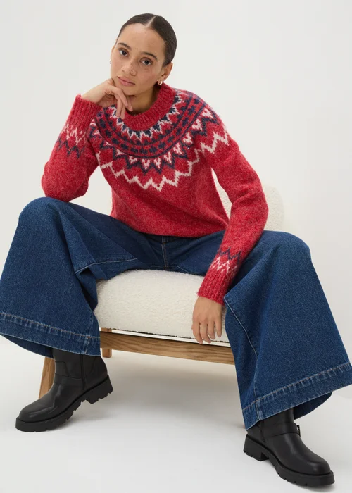 Red Fairisle Knit Jumper - XS Image 1
